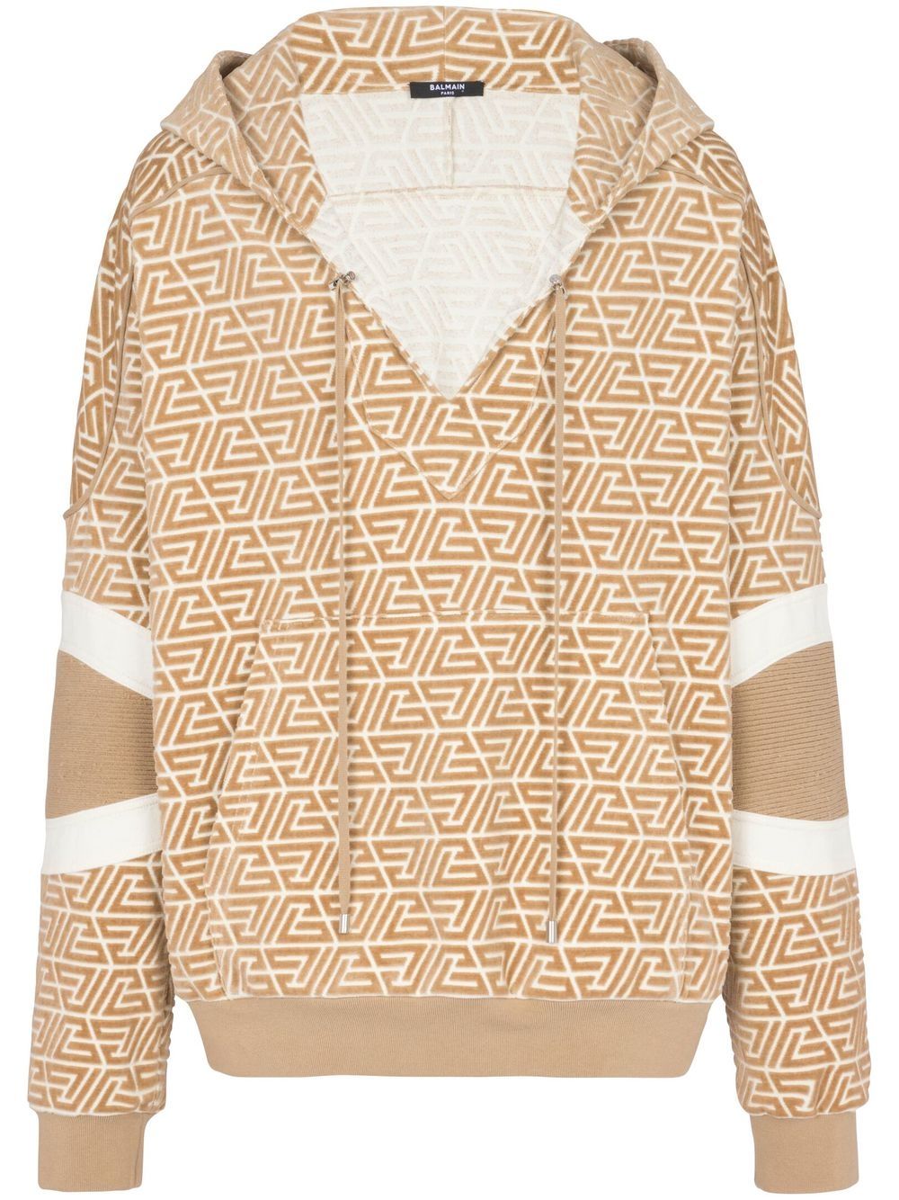 Balmain Monogram Hoodie Sweatshirt in Brown