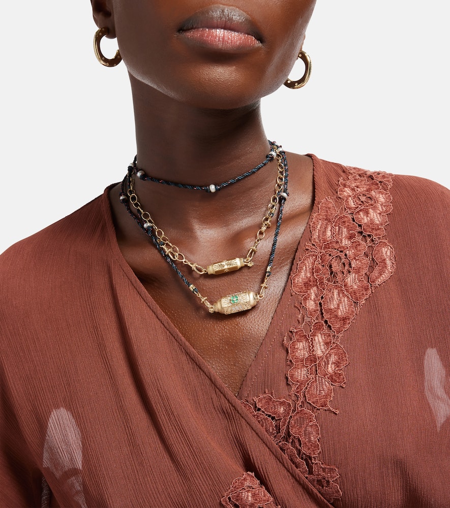 Marie Lichtenberg Good Things 14kt gold locket necklace with diamonds and onyx