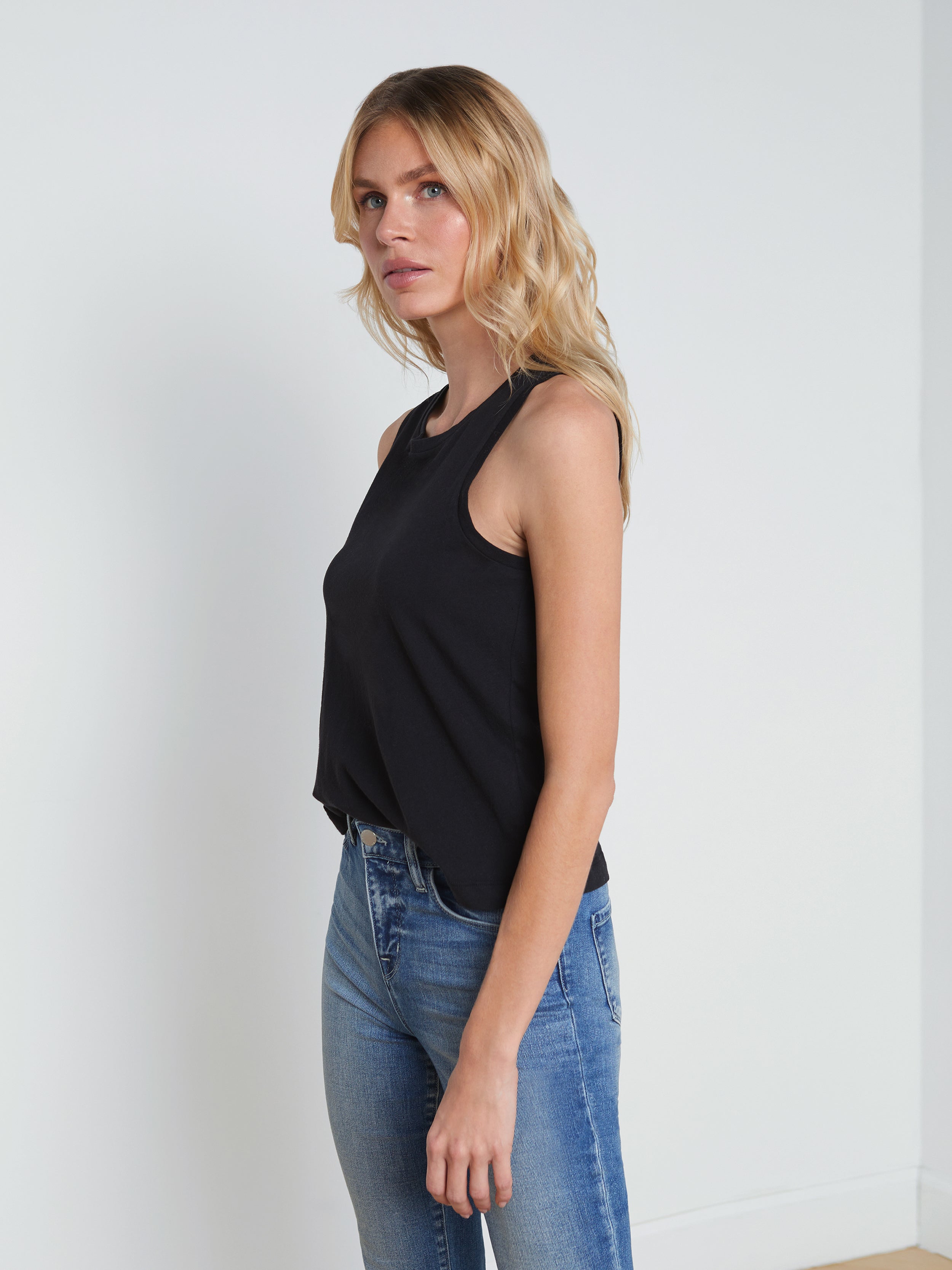Mikaela Cotton Tank Top In Black