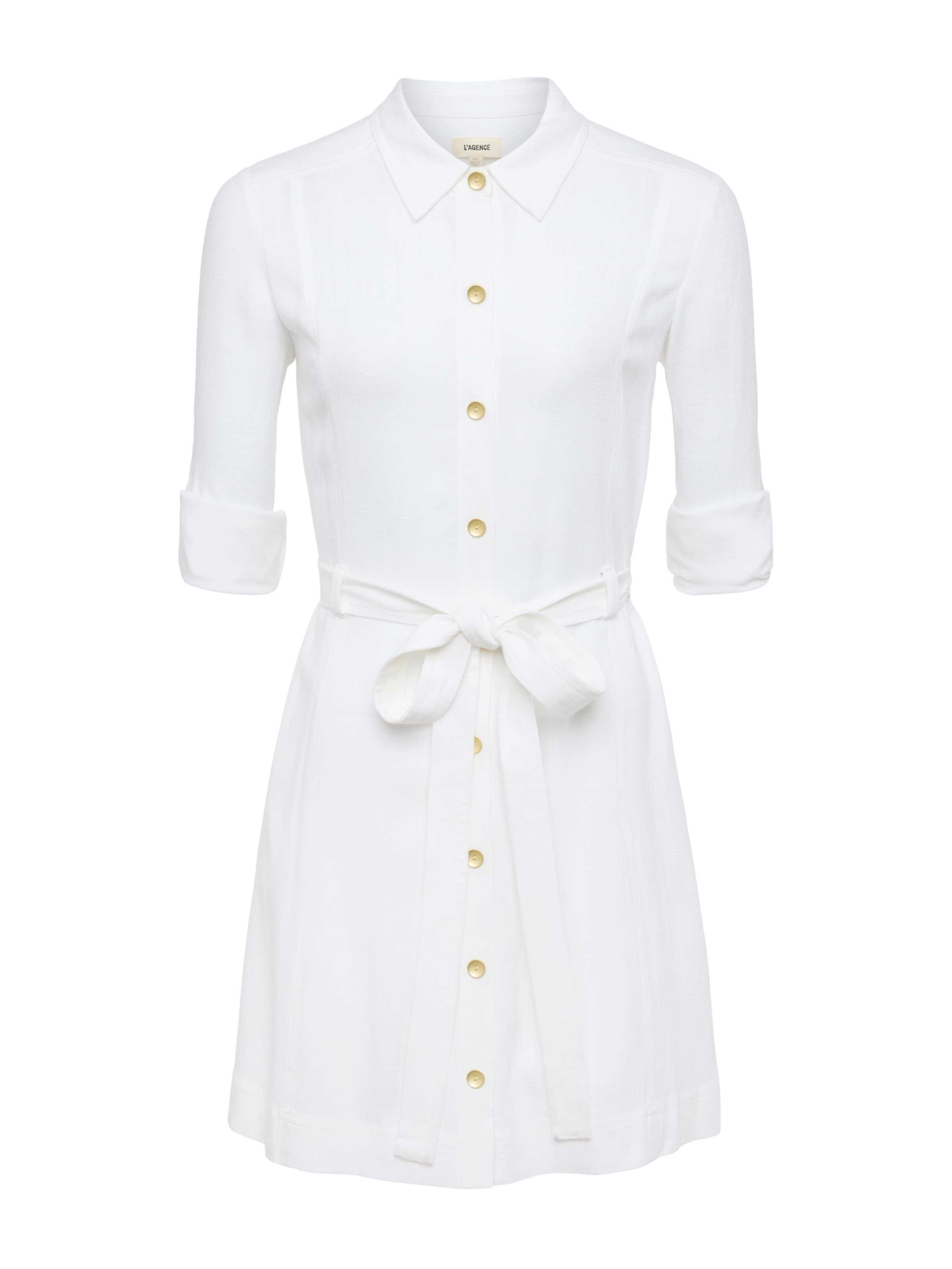 Kippa Linen-Blend Shirt Dress In White