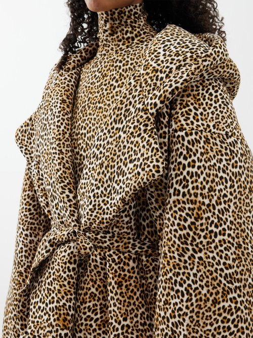 Norma Kamali Sleeping Bag Leopard-print Coat in Brown