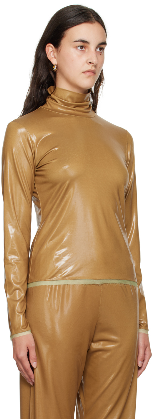 Dries Van Noten Tan Raw Edge Turtleneck