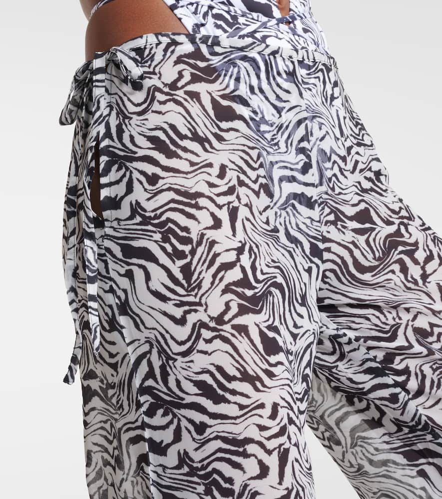 Zebra-print low-rise wide-leg pants