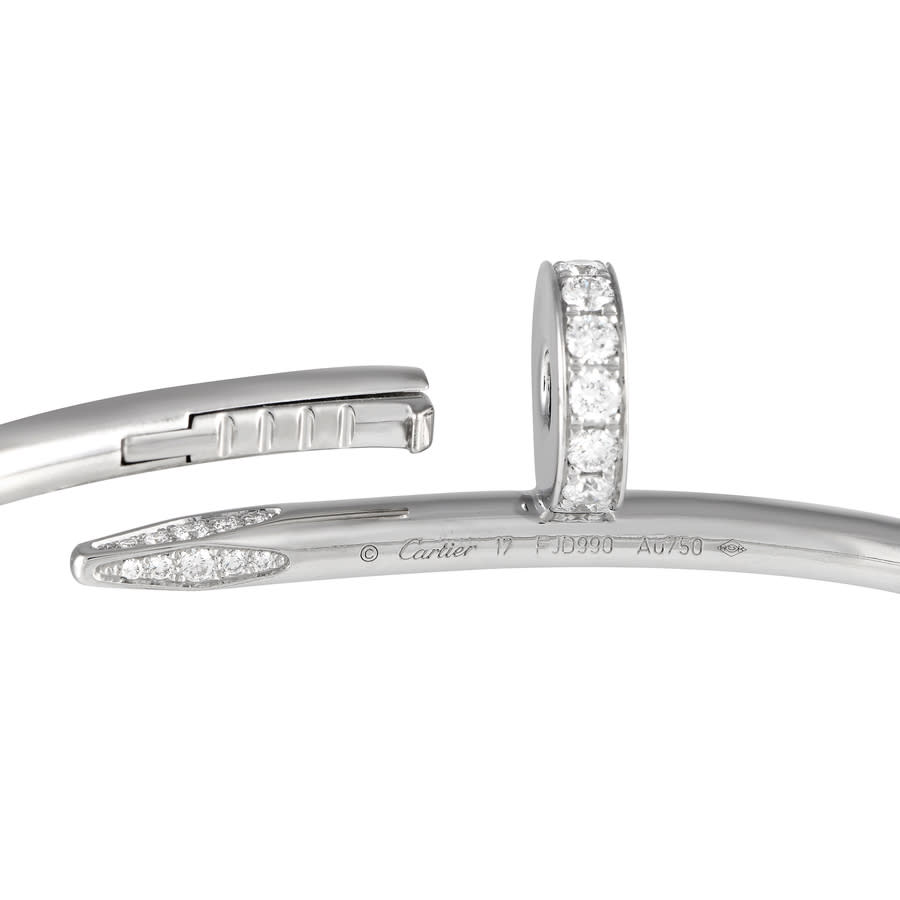 Cartier 18k White Gold Juste Un Clou Diamonds Bracelet Size 16 –  GoldenBrightJeweler