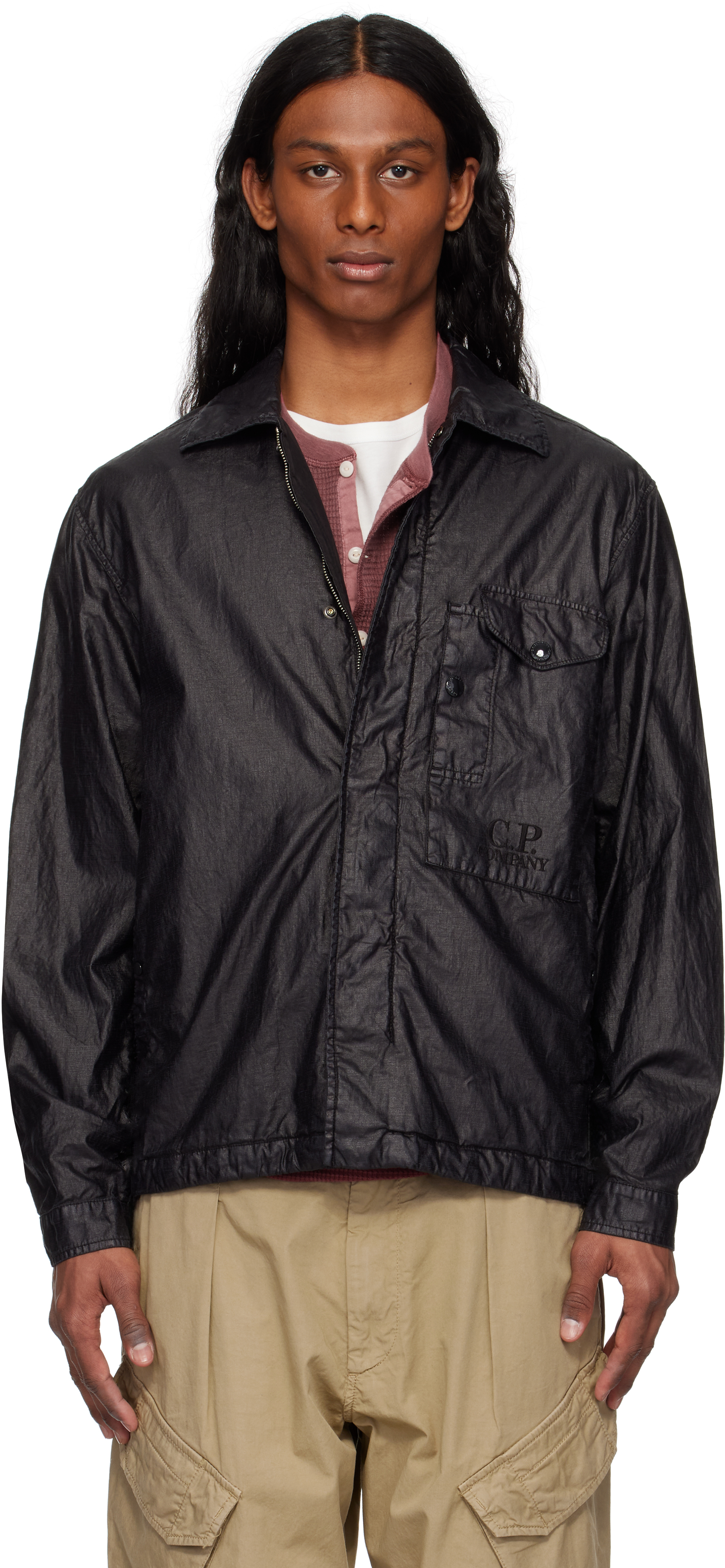 C. P. Company Black Lino Wax Overshirt