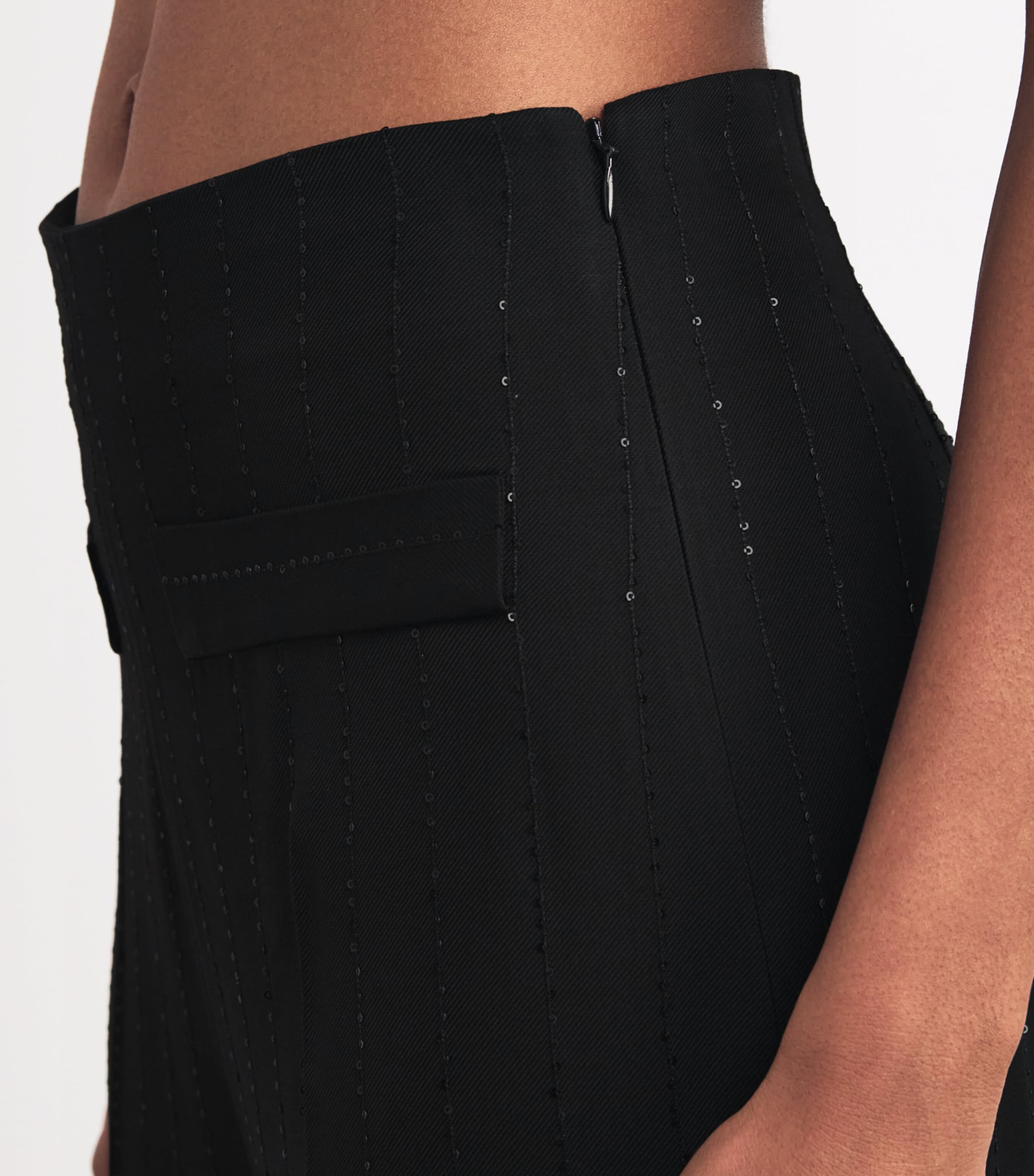 Sequin-Pinstripe Wide-Leg Trousers