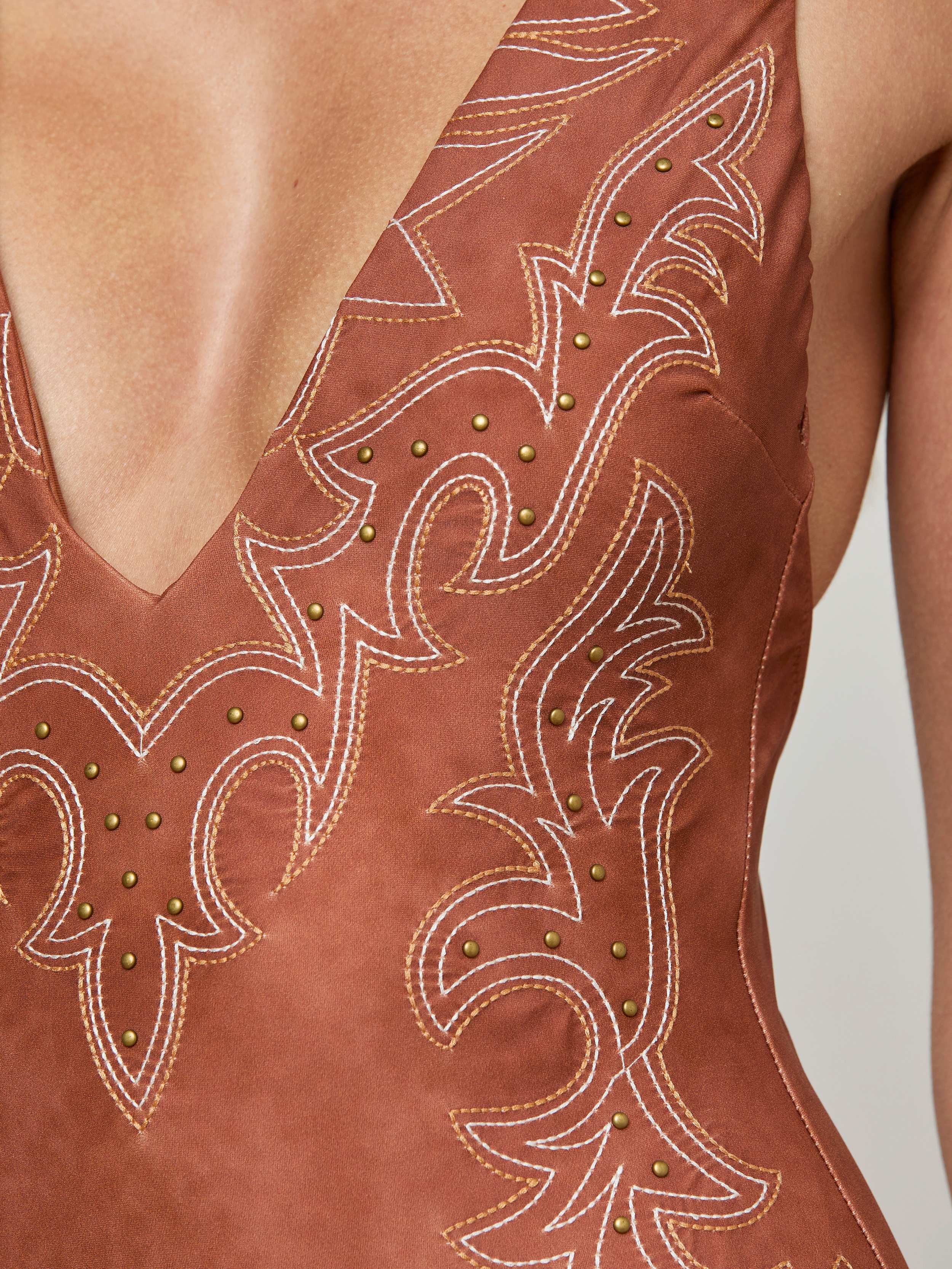 Lisa Plunge One-Piece Swimsuit In Bronze