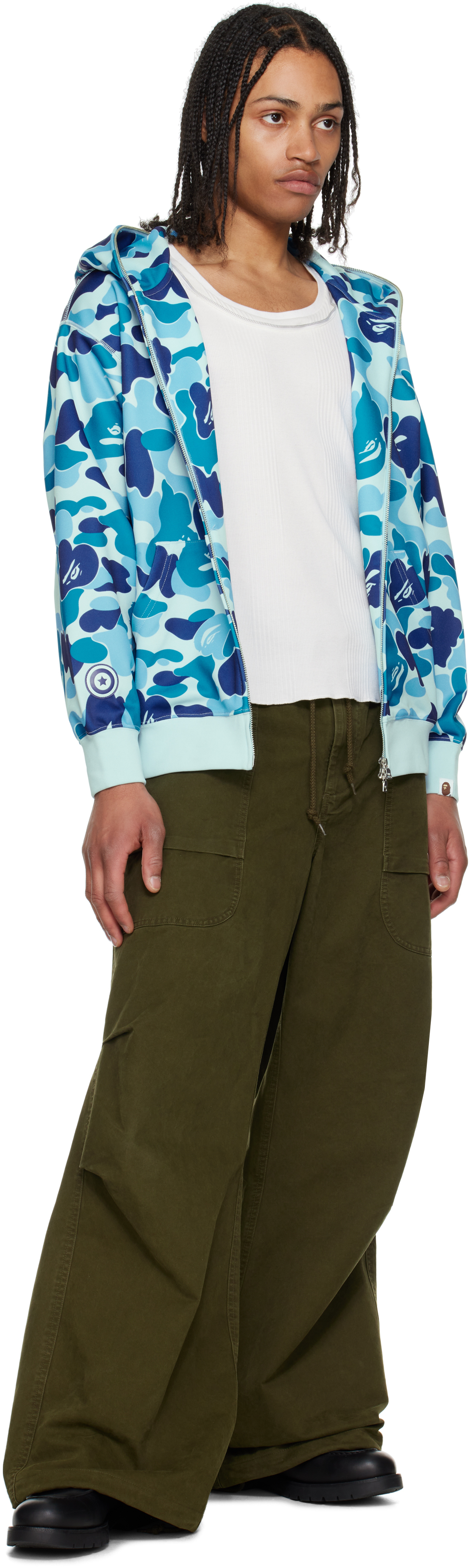 BAPE Blue ABC Camo Shark Full Zip Hoodie
