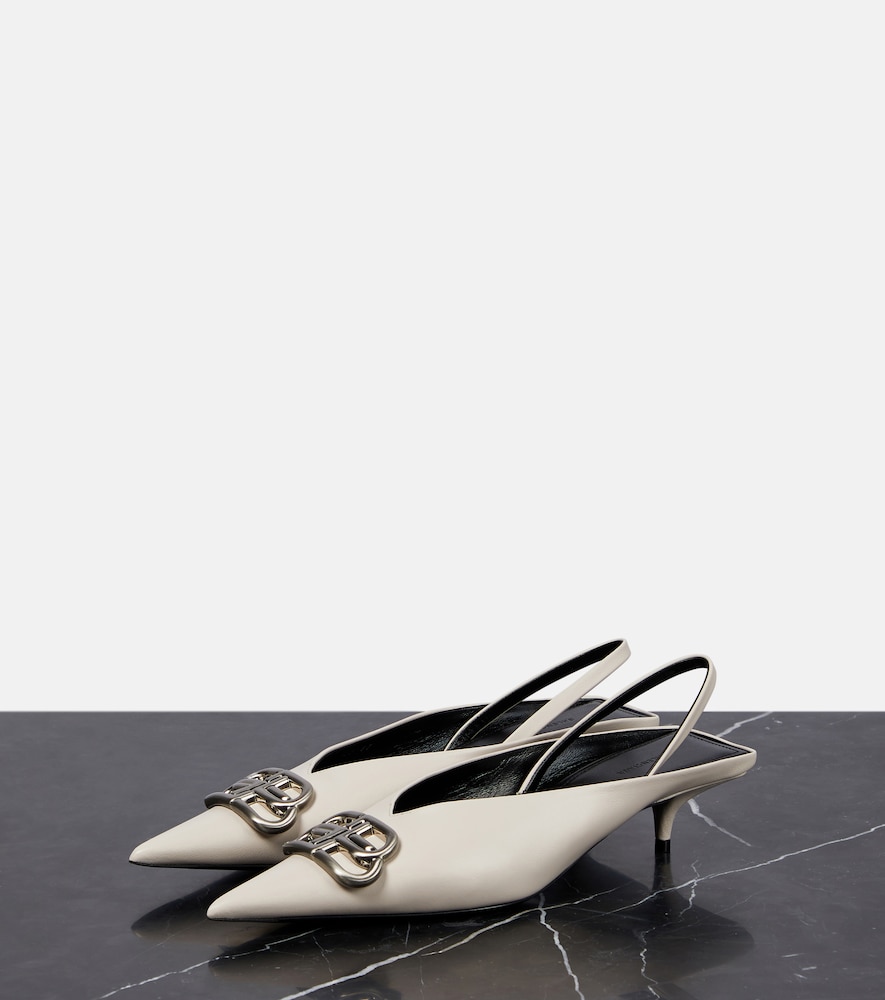 Balenciaga Square Knife Bb Logo-embellished Leather Pumps In Black