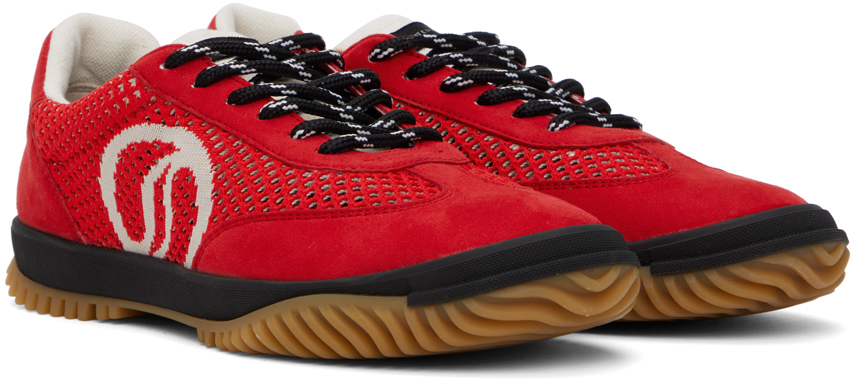 Stella McCartney Red S-Wave Sport Mesh Paneled Sneakers