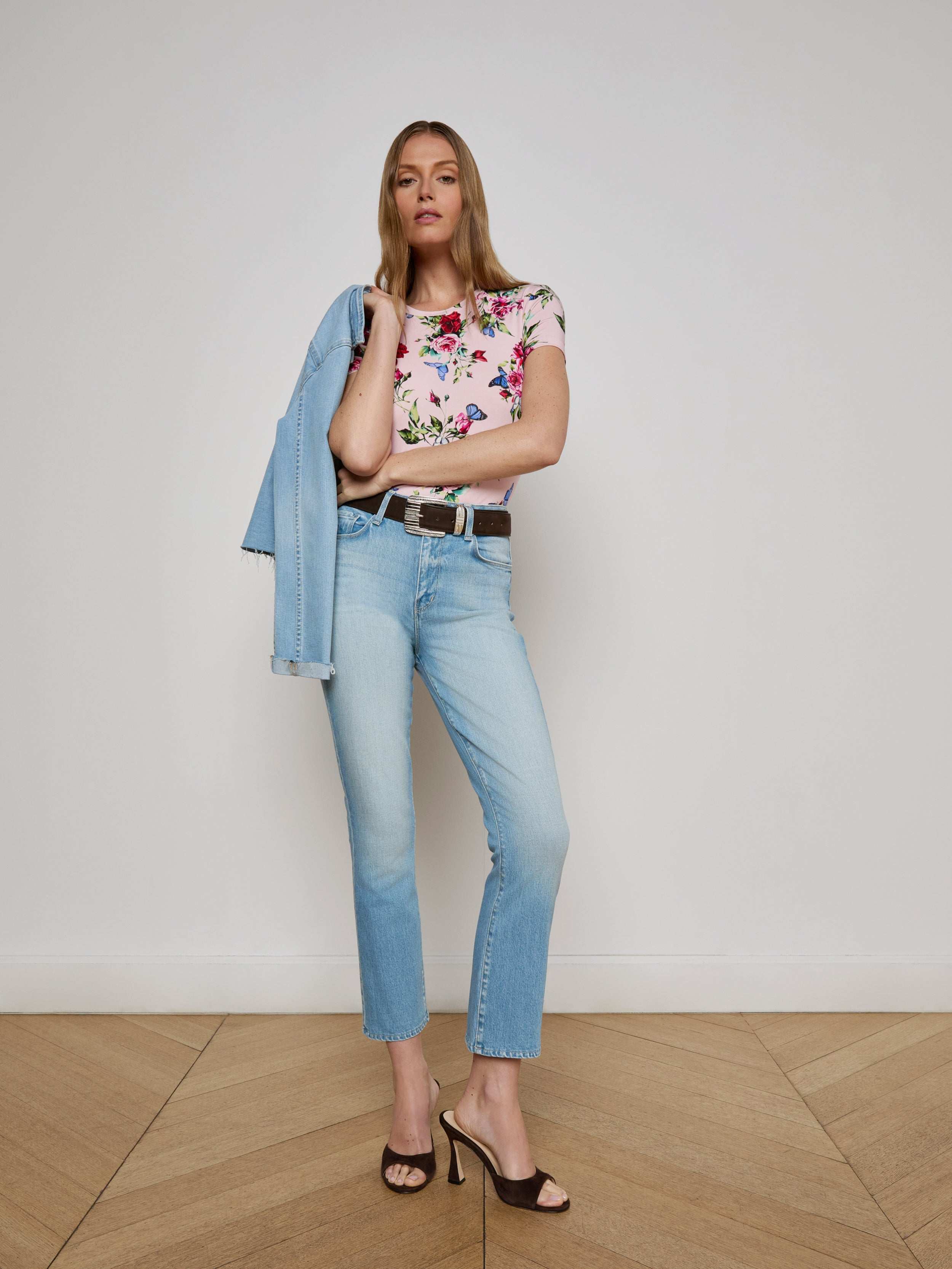 Mira Cropped Bootcut Jean In Barker
