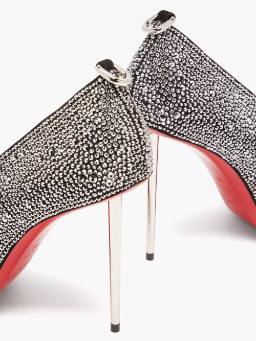 Christian Louboutin - et Pic et 100 High-Cut Crystal and Leather Pumps - Womens - Crystal