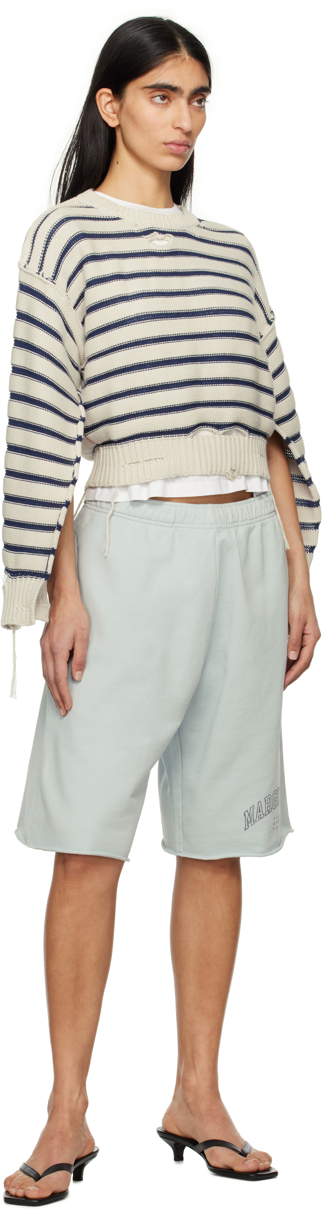 MM6 Maison Margiela Blue Varsity Sweat Shorts
