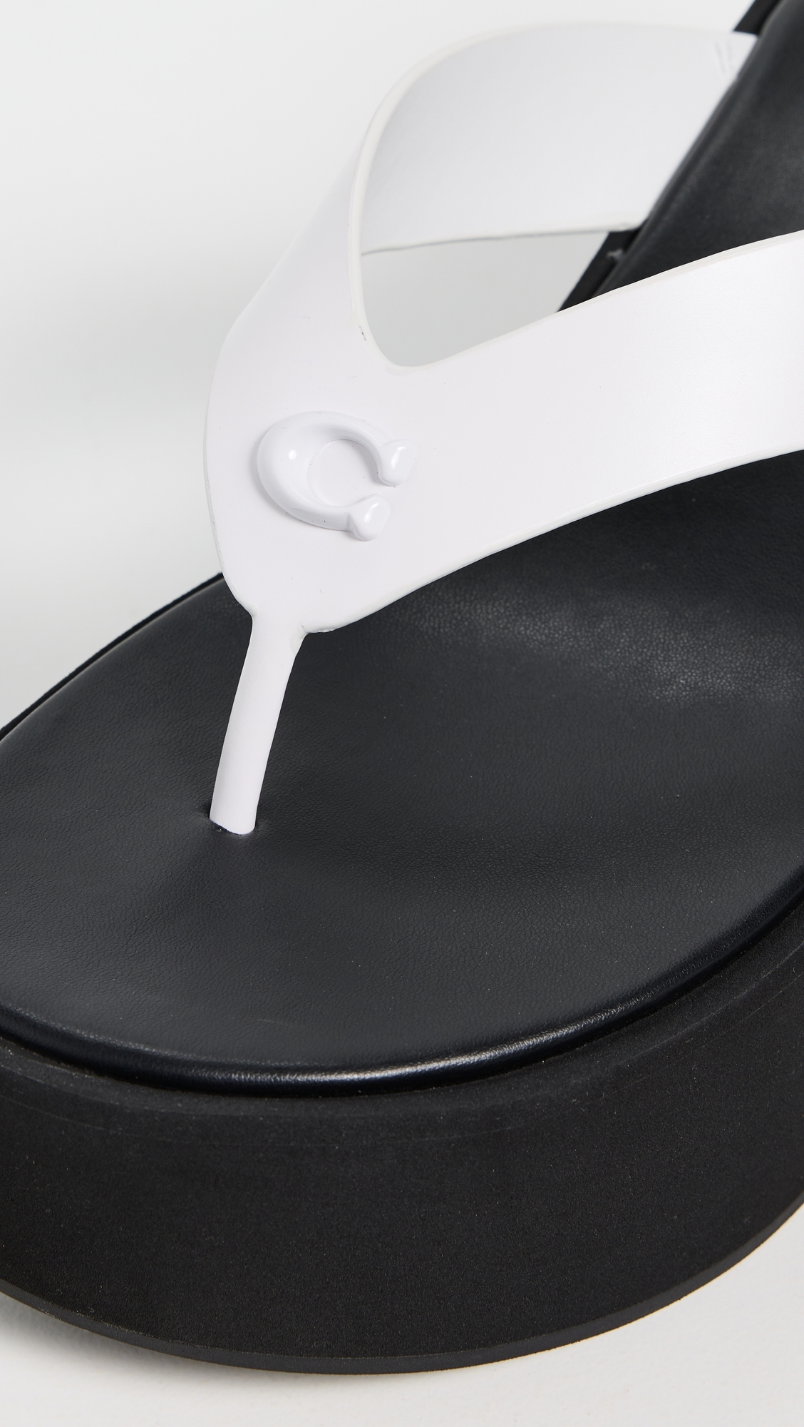 Coach Sculpted C Platform Flip Flops Optic White/Black