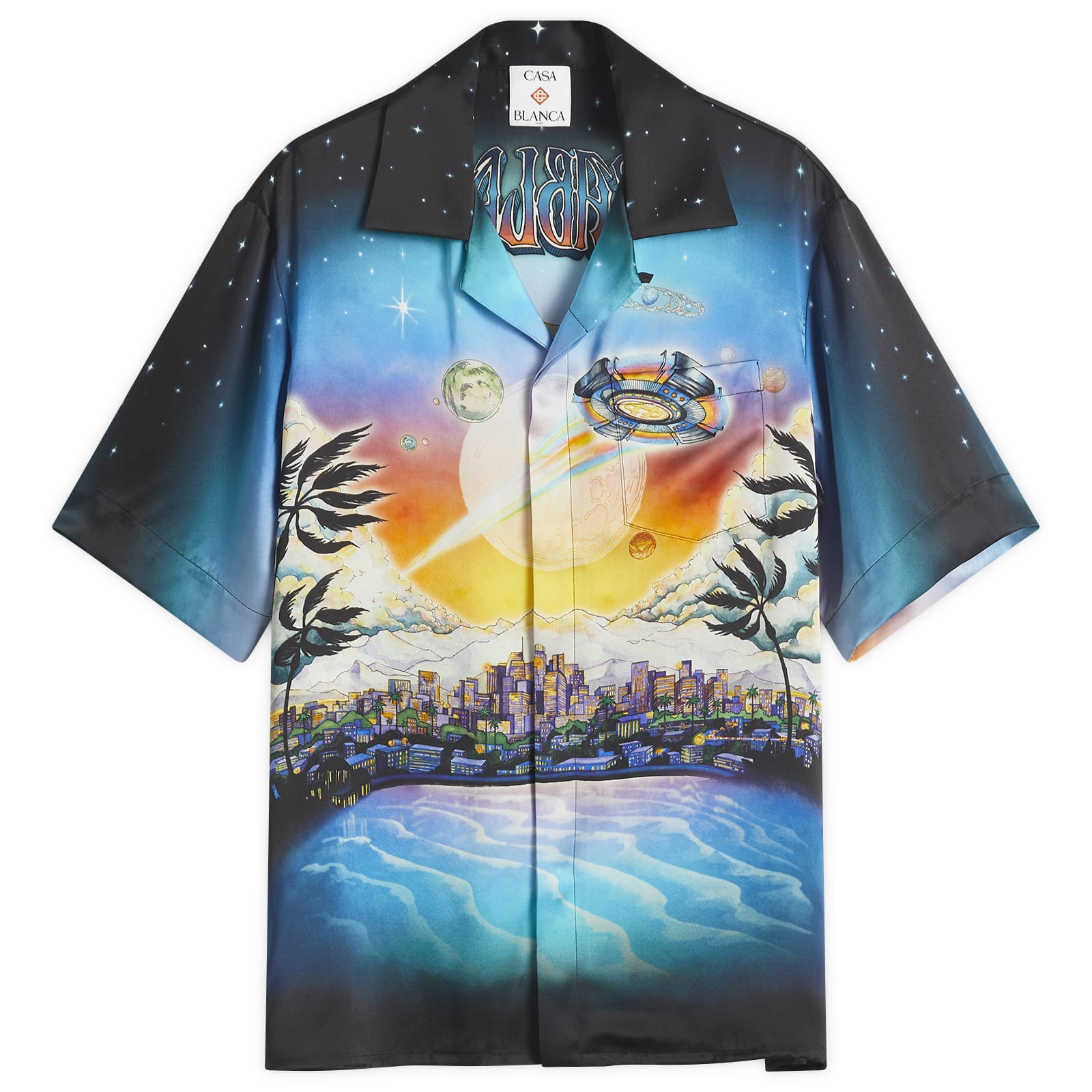 Casablanca Women's Silk Short Sleeve Shirt in Le Premonition