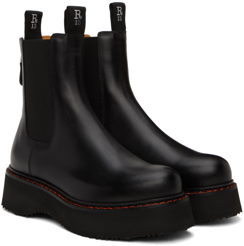 R13 Black Single Stack Chelsea Boots