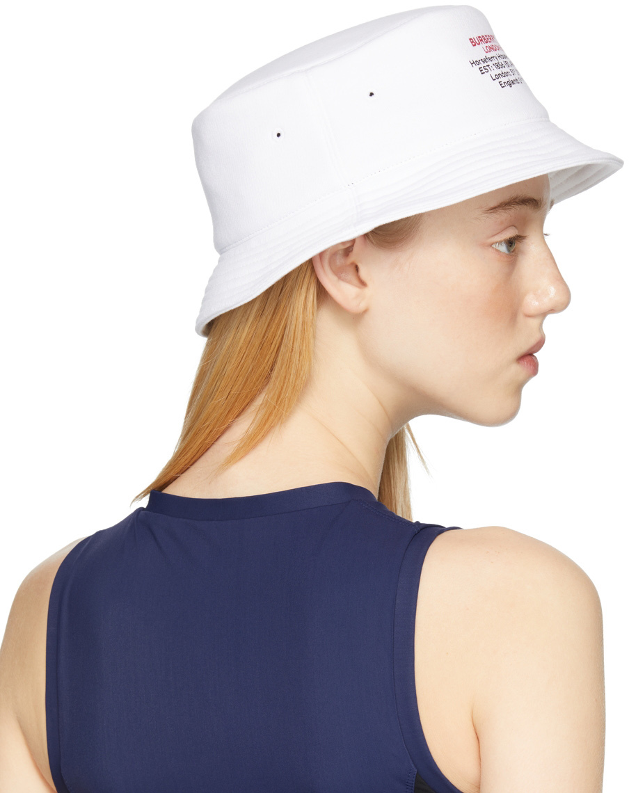 Burberry White Cotton Location Print Bucket Hat - Realry: A global