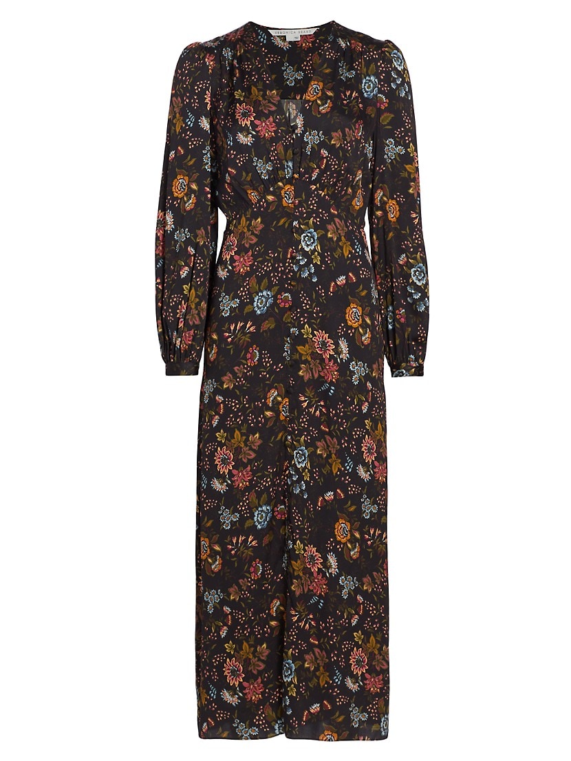 Terina Floral Silk-Blend Midi-Dress