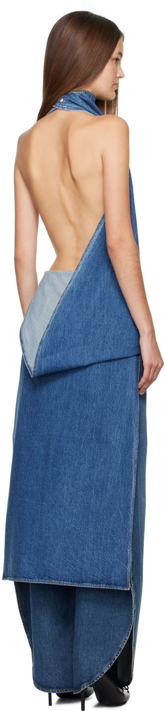 ALAÏA Blue Asymmetric Cape Top
