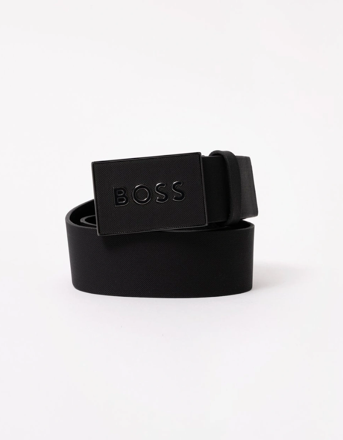 Men's BOSS Orange Icon-S1 Mens Plaque-Buckle Belt In Italian Leather - Black - Size: W34