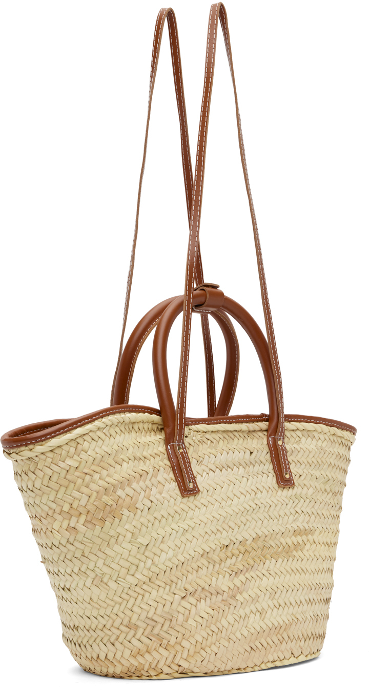 Jacquemus Le Panier Soli Straw & Leather Tote in Green