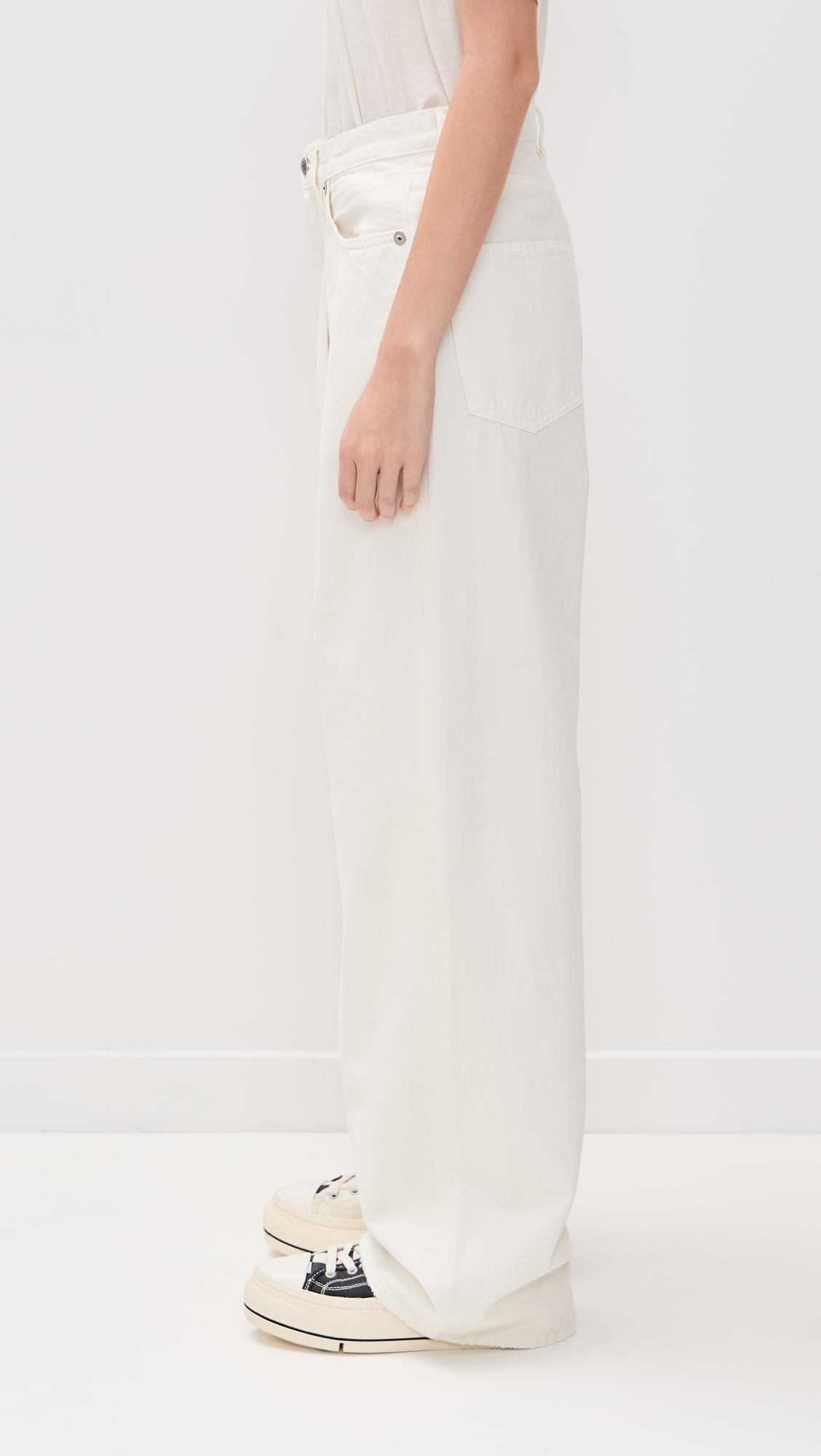 R13 Damon Pleated Jeans White Slubby Twill