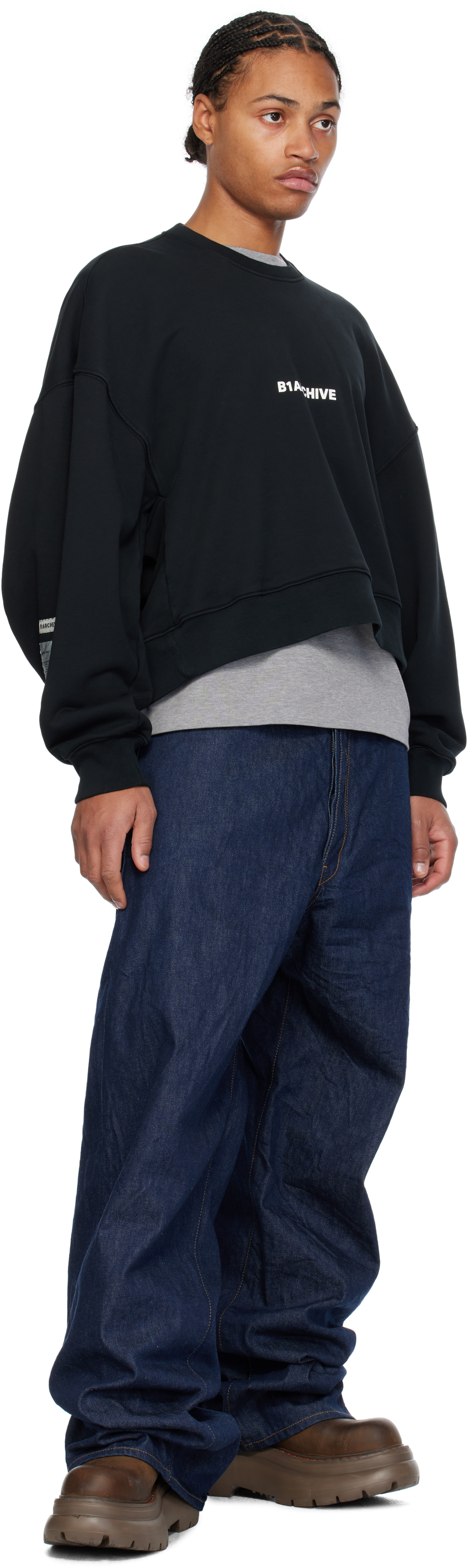B1ARCHIVE Black Oversized Crewneck Sweatshirt