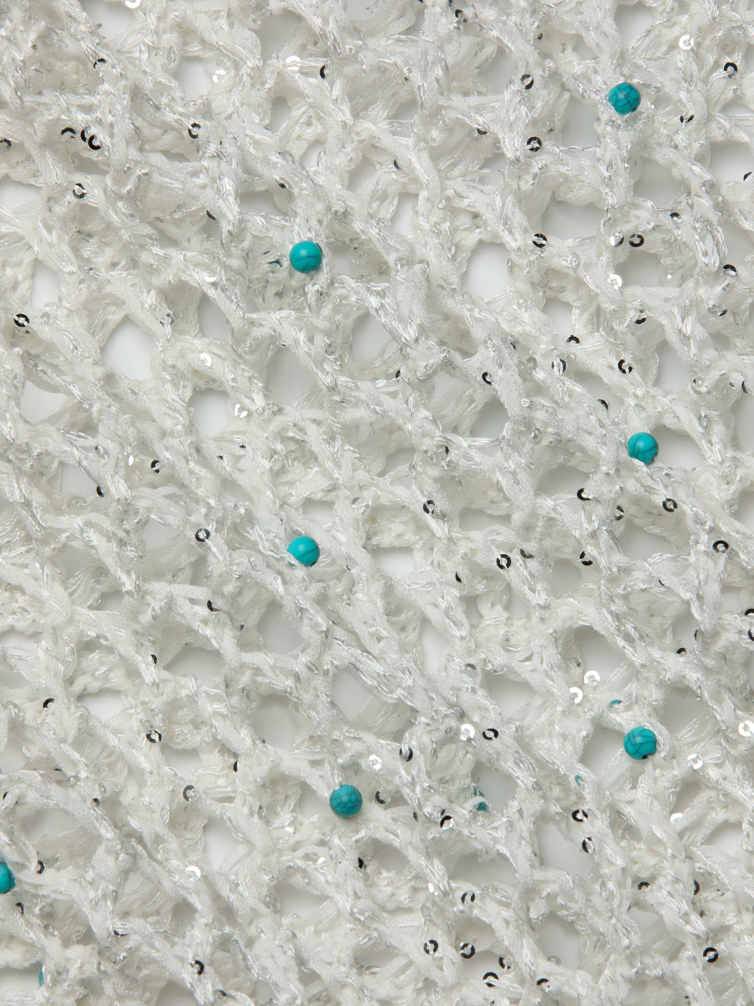 Parmida Embellished Tank In Ivory/turquoise Beads