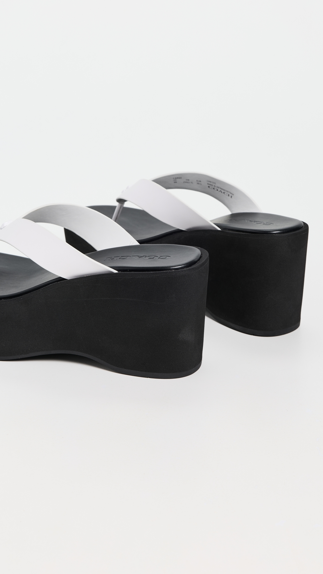 Coach Sculpted C Platform Flip Flops Optic White/Black