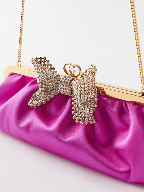 Gucci Crystal-embellished Bow Clutch Bag