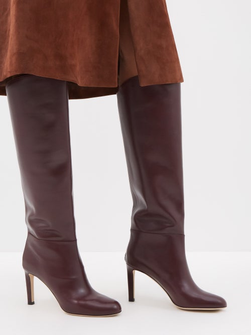 Jimmy Choo Karter 85 leather knee-high boots - Realry: A global