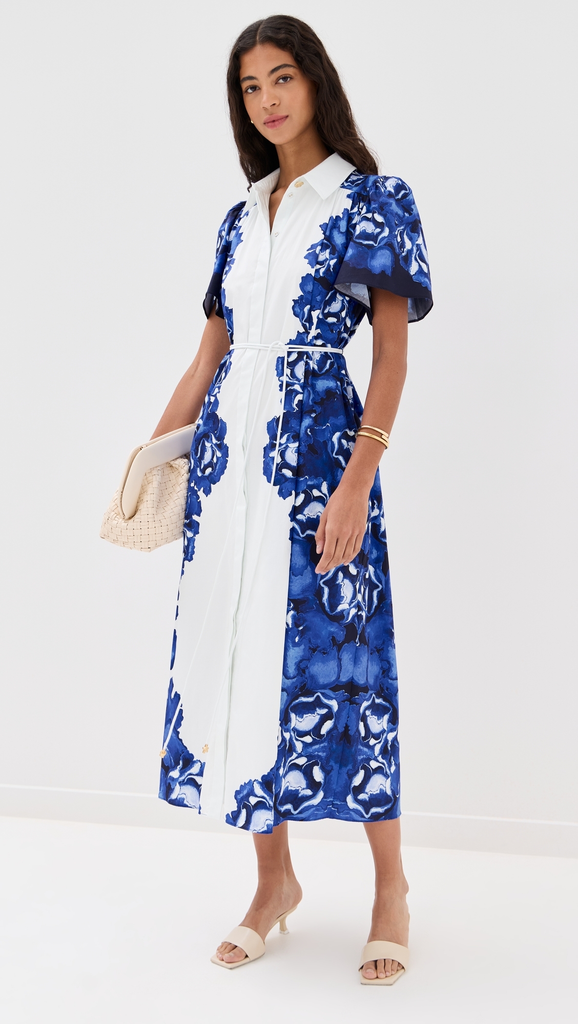 Aje Fernanda Midi Dress Boldly Blooming Cobalt