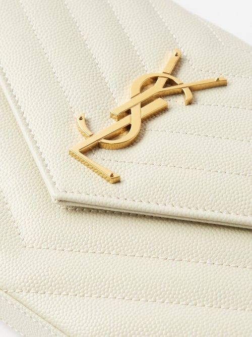 Chain-strap YSL-plaque grained-leather wallet | Saint Laurent