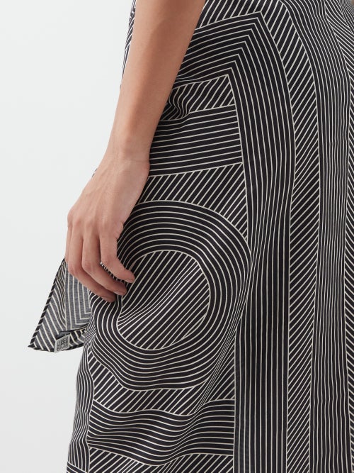 Black Striped monogram-print organic cotton-blend sarong, Toteme