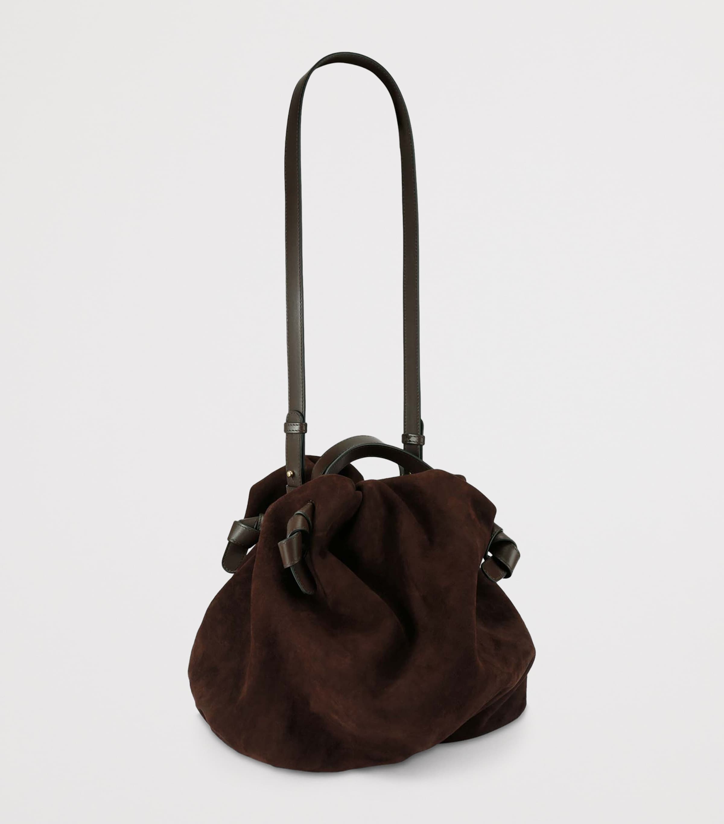 Suede Taurus Dumpling Top-Handle Bag
