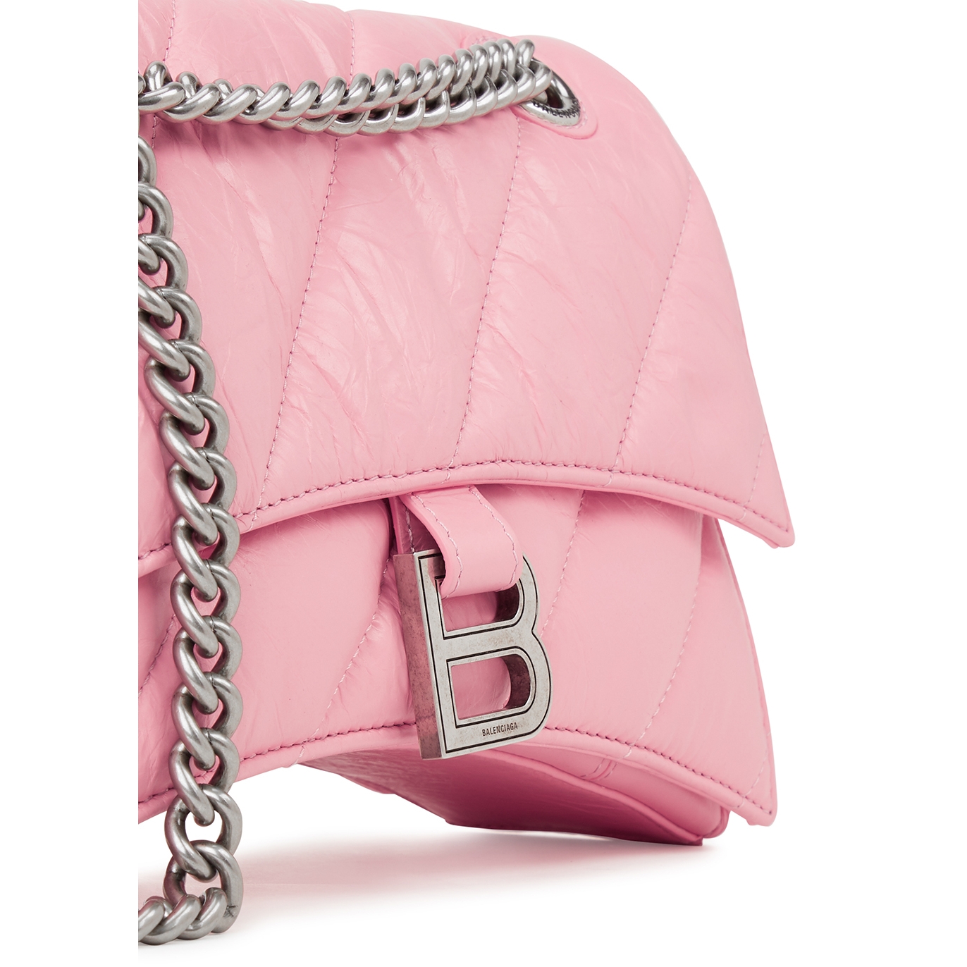 Crush Small Quilted Leather Shoulder Bag in Pink - Balenciaga