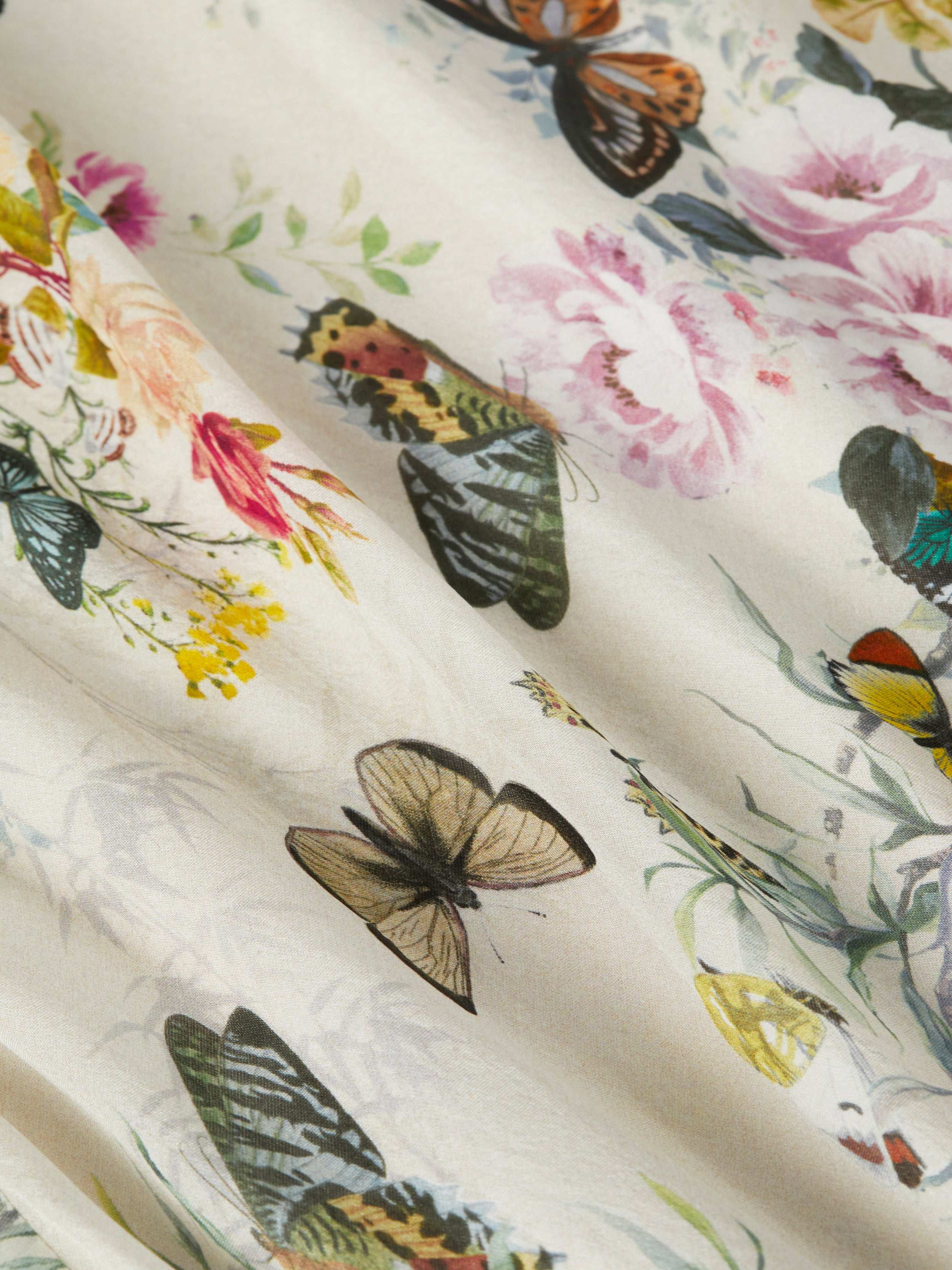 Viola Silk Cowl-Neck Gown In Vintage White Multi Charonda Butterfly