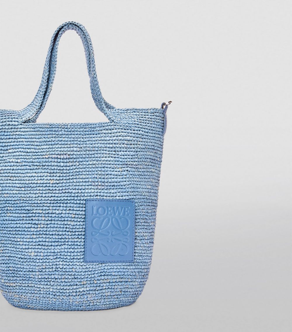 Loewe Paula's Ibiza Slit Mini Raffia Tote Bag in Metallic