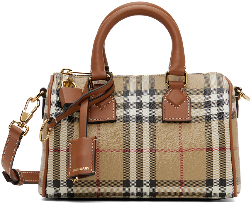 Burberry Beige mini checked bowling bag - Realry: Your Fashion Search Engine
