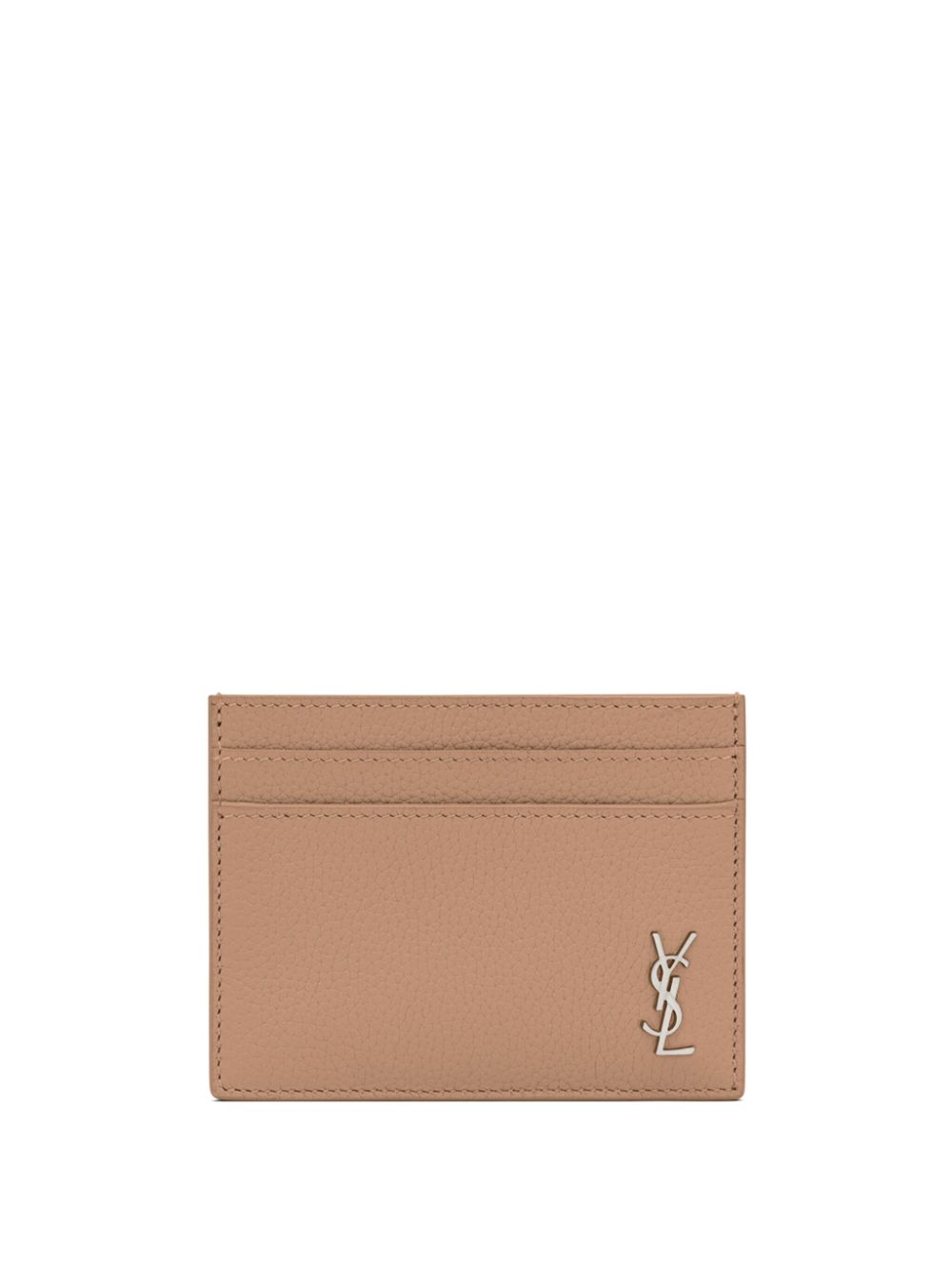 Pink YSL-plaque grained leather cardholder, Saint Laurent