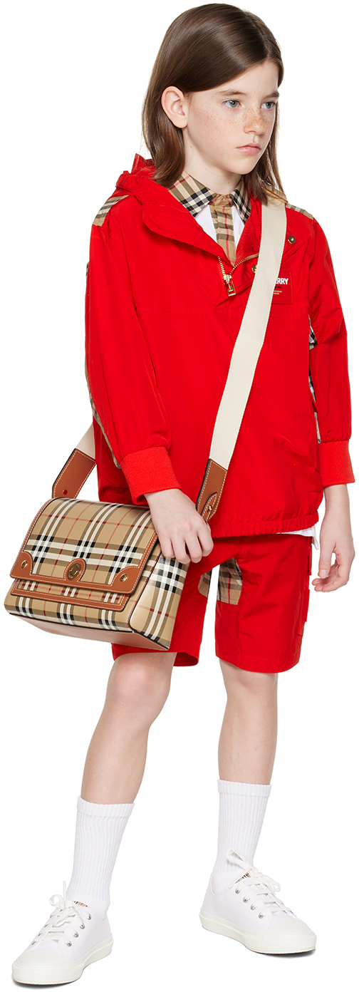 Kids Red Check Panel Shorts