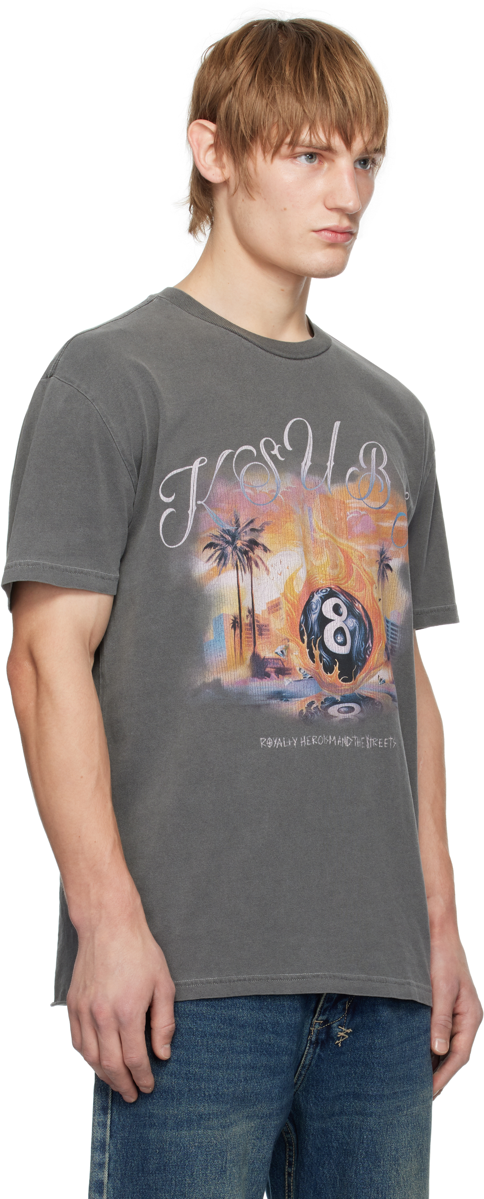 수비 남성 Gray World Order Biggie T-shirt 251088M213026