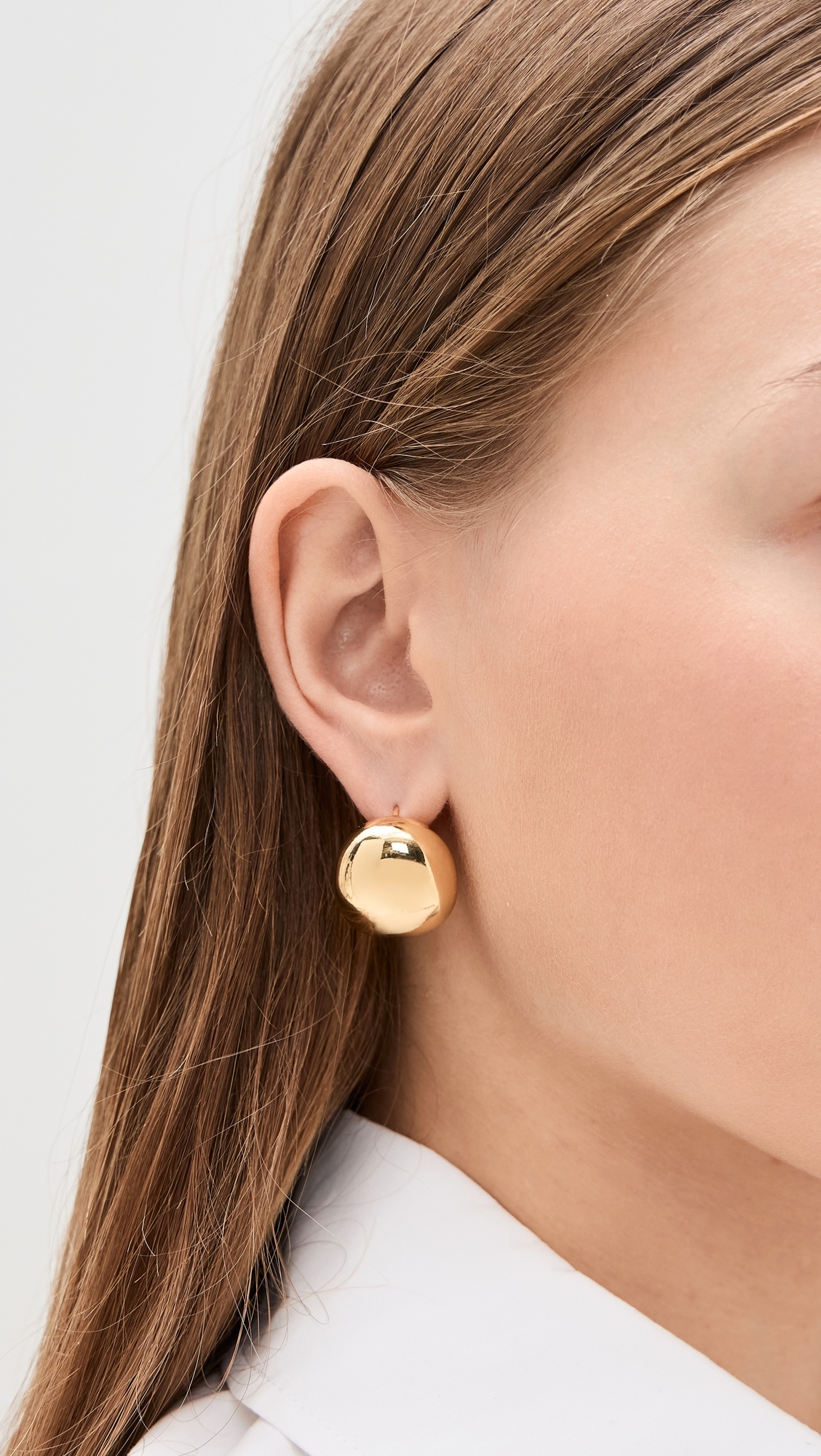 3/4 Polished Gold Domed Pierced Earrings Polished Gold One Size