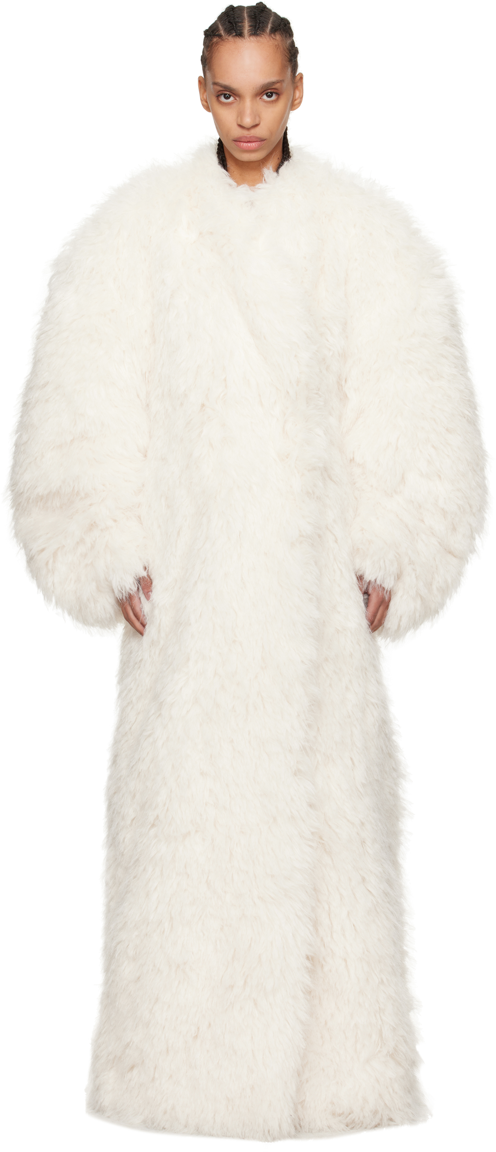 Entire Studios Off-White Chrysalis Faux-Fur Coat