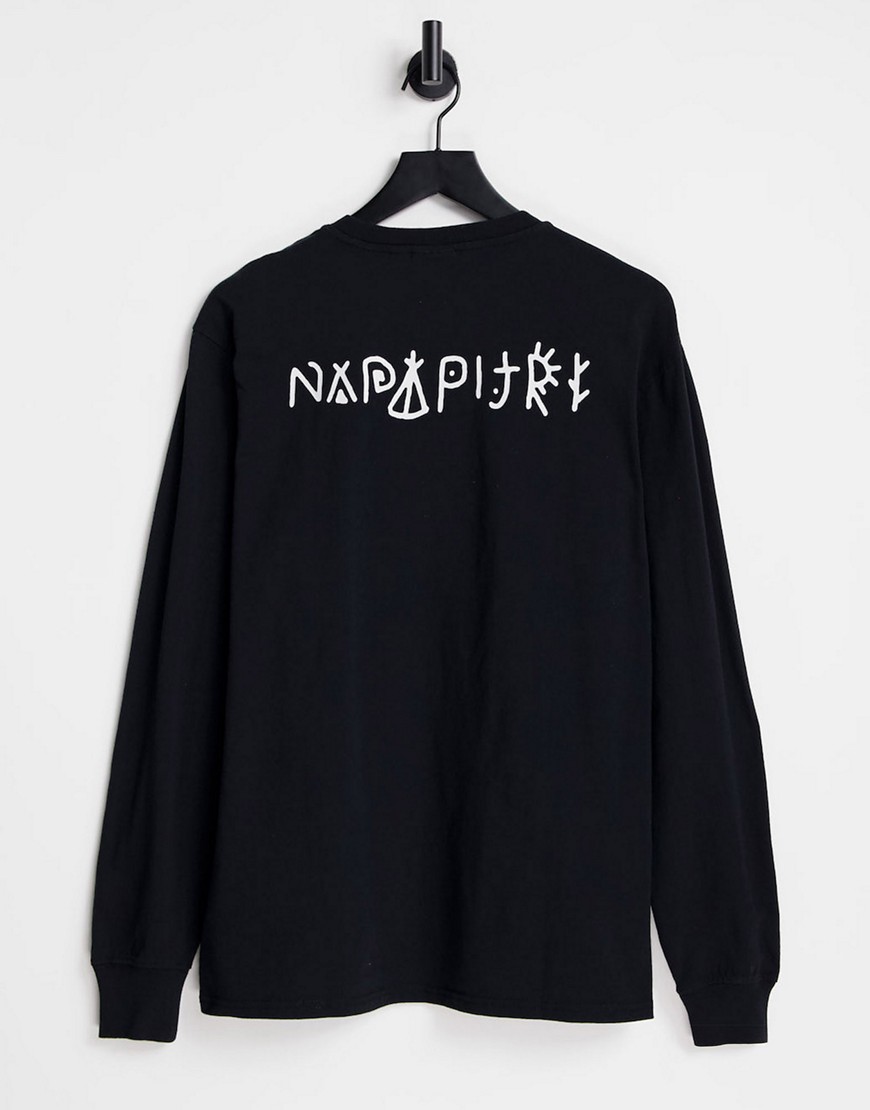 나파피리 여성 Yoik 백 프린트 긴팔 티셔츠, 블랙