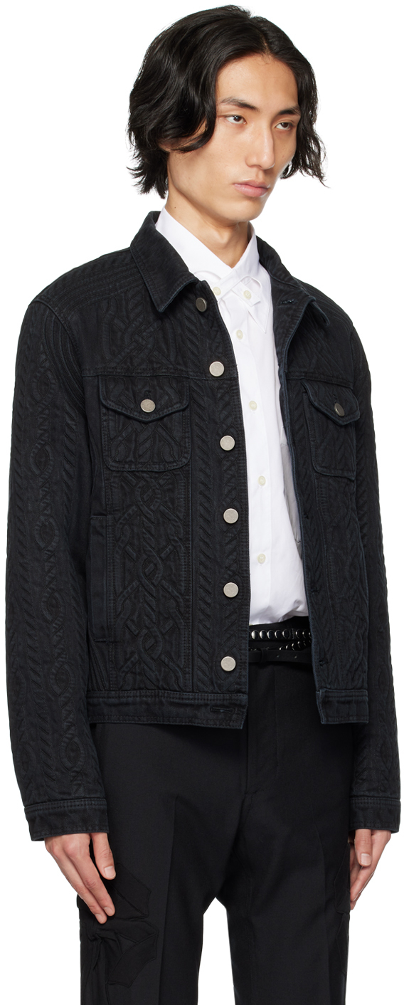 Stefan Cooke Black Cable Corded Denim Jacket