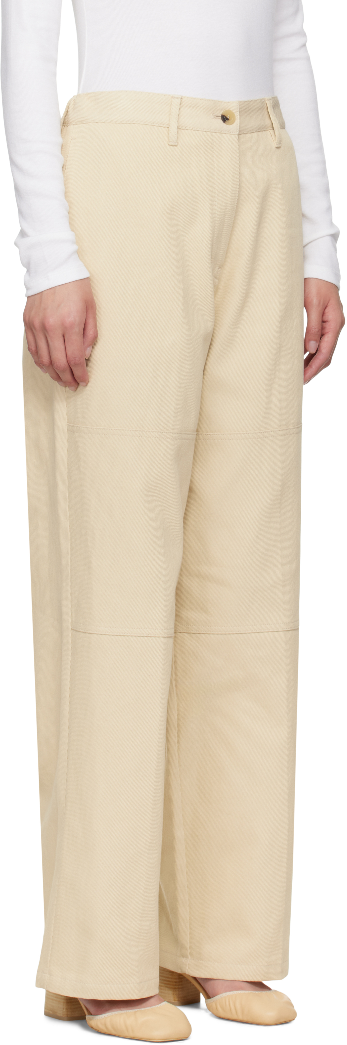 Beige Cotton Twill Work Trousers