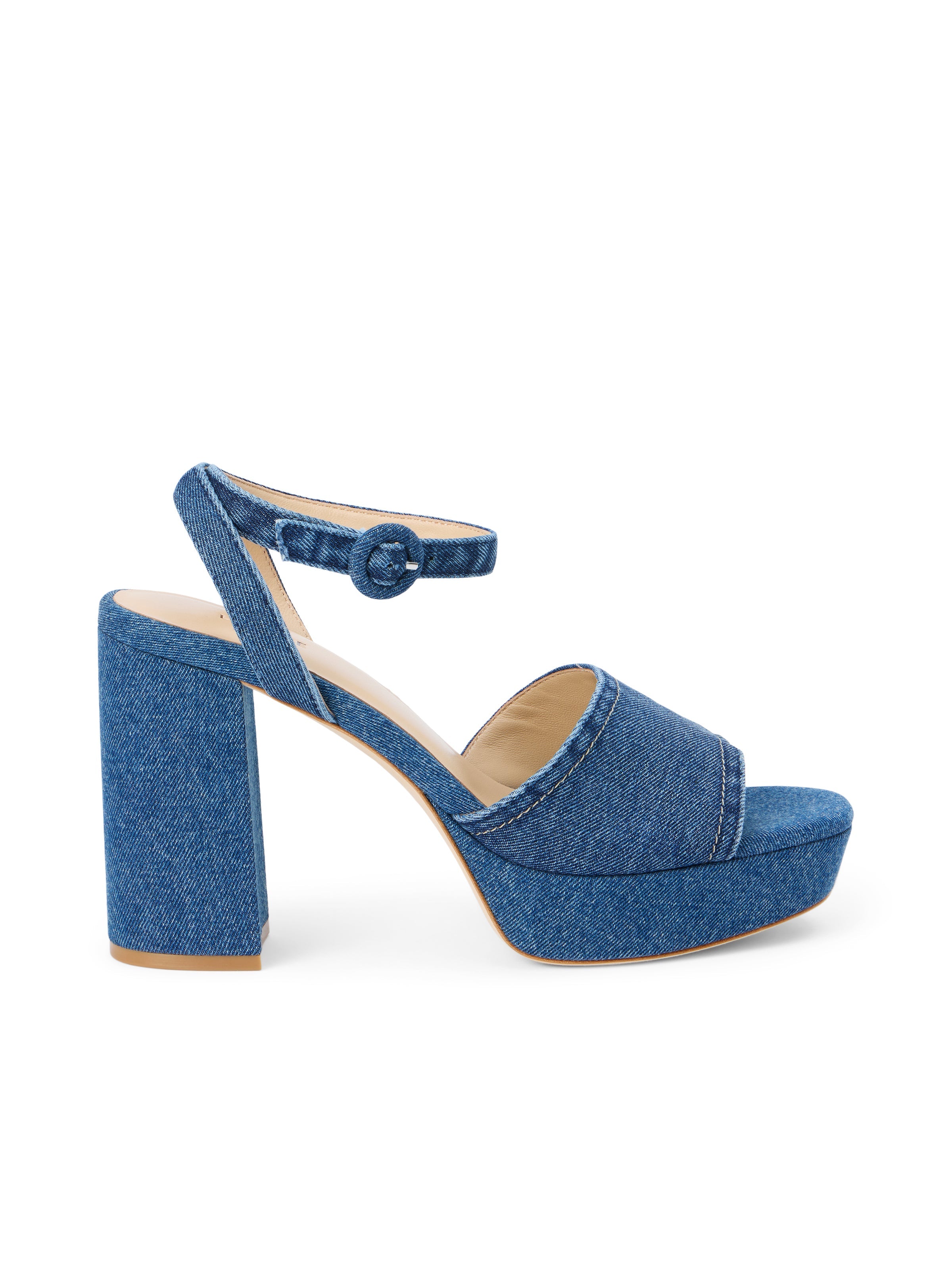 Andree Denim Platform Sandal In Dark Blue Denim