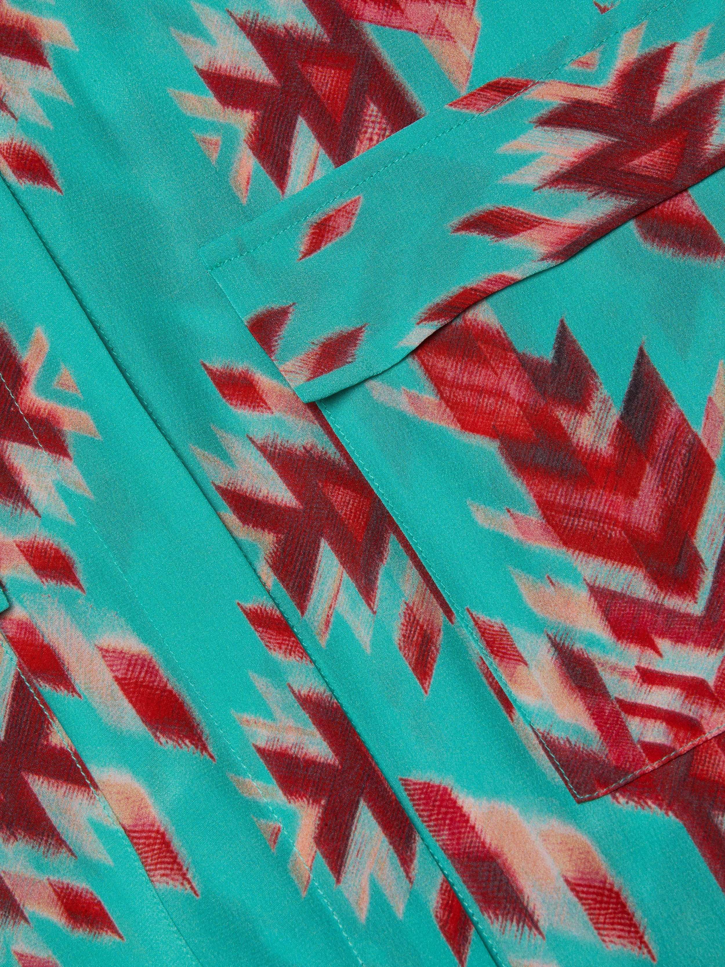 Cameron Silk Shirt Dress In Pool Blue Multi Ganado Print