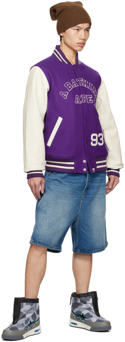 BAPE Giant Ape Head Varsity Jacket Purple